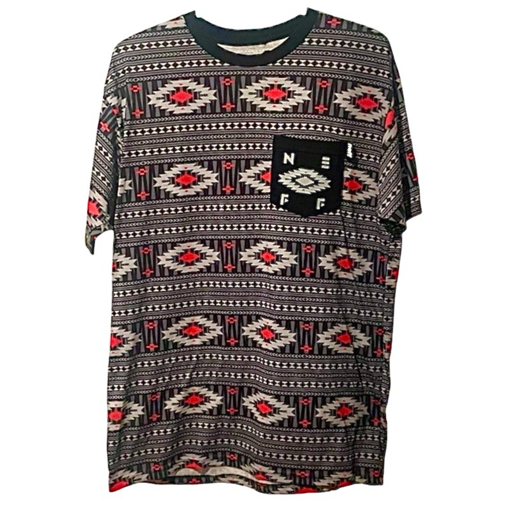 Neff Multicolor Aztec Patterned Men's Tee LG Snowboard Skateboard
